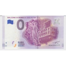 BANKNOTE SOUVENIR 0 EURO BALCONY OF ROMEO AND GIULIETTA VERONA FDS RARE